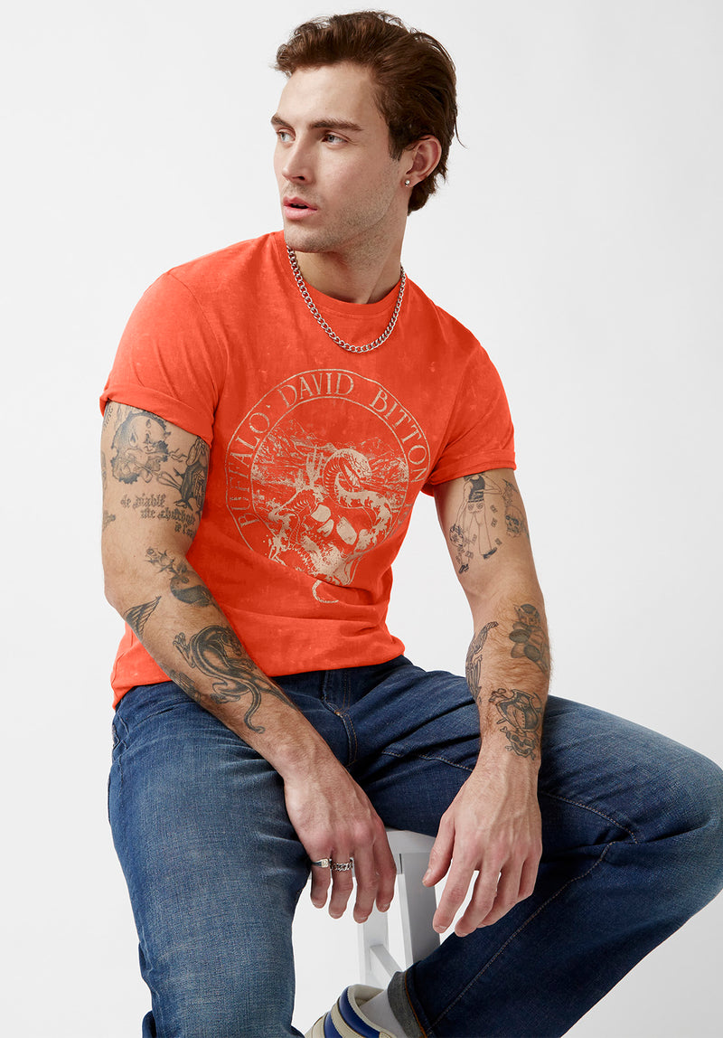 Buffalo David Bitton Tiskul Redwood Short-Sleeve Men’s T-shirt - BM24001 Color REDWOOD