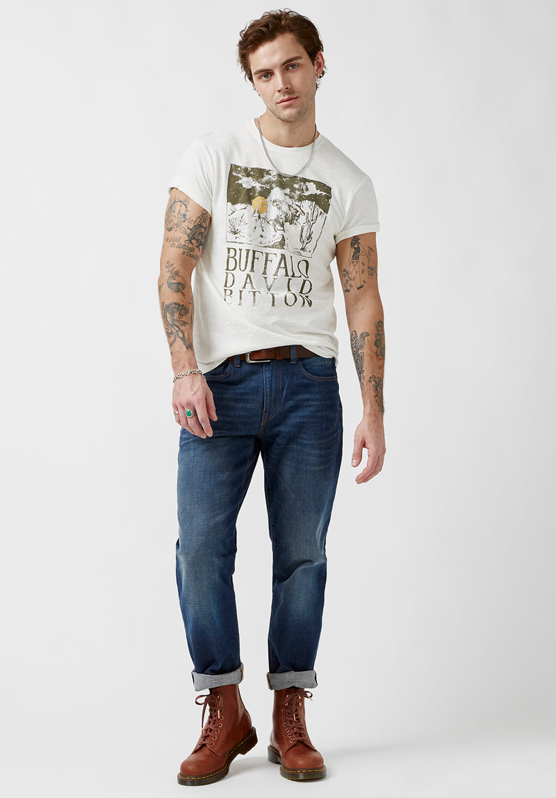 Buffalo David Bitton Tides Milk White Short-Sleeve Men’s T-shirt  - BM24002 Color MILK
