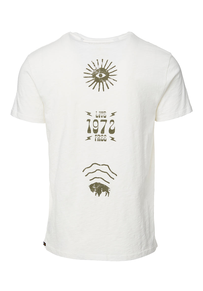 Buffalo David Bitton Tides Milk White Short-Sleeve Men’s T-shirt  - BM24002  