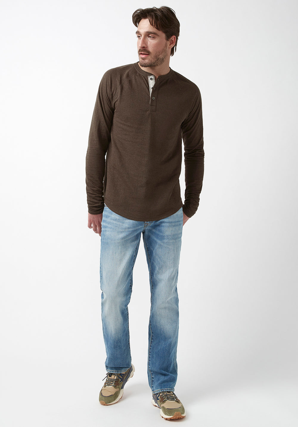 Kariver Men's Long Sleeve Henley, Chocolate – Buffalo Jeans