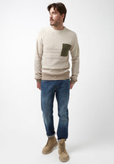 Buffalo David Bitton Walima Beige Men’s Sweater - BM24058 Color MILK