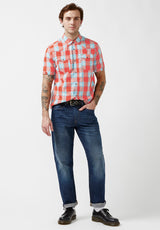 Buffalo David Bitton Saturo Redwood Short-Sleeve Men’s Shirt - BM24090 Color REDWOOD