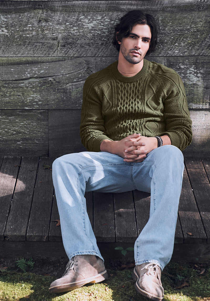 Wiloss Men’s Sweater in Olive Green - BM24153