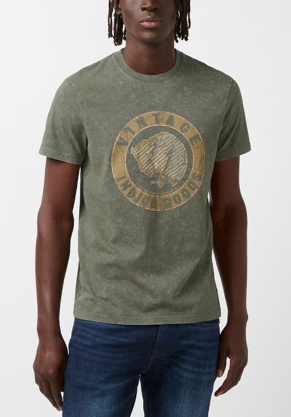 Buffalo David Bitton Tirevet Green Short-Sleeve Men’s T-Shirt - BM24167 Color THYME