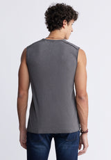 Buffalo David Bitton Karmola Men's Sleeveless Shirt in Charcoal Grey - BM24235 Color CHARCOAL