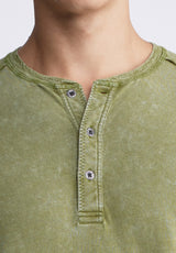 Buffalo David Bitton Kitte Men's Henley T-shirt in Green - BM24245 Color SPHAGNUM