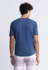 Buffalo David Bitton Kitte Men's Henley T-shirt in Whale Blue - BM24245 Color WHALE