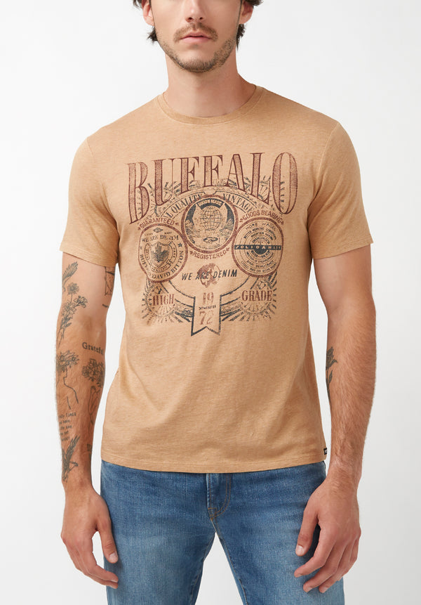 Buffalo David Bitton Talles Tannin Men's Graphic T-Shirt - BM24260 Color TANNIN