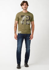 Buffalo David Bitton Tactics Burnt Olive Men's Graphic T-Shirt - BM24261 Color BURNT OLIVE