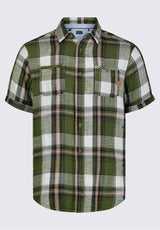 Buffalo David Bitton Sachino Men's Short Sleeve Plaid Shirt in Moss Green - BM24277 Color 