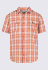 Buffalo David Bitton Sazid Men's Short Sleeve Plaid Shirt in Tangerine - BM24281 Color 