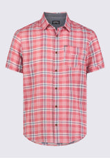 Buffalo David Bitton Sirilo Men’s Plaid Short Sleeve Shirt In Mineral Red - BM24283 Color 