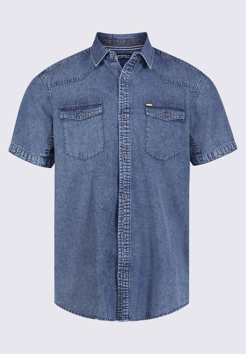 Buffalo David Bitton Somba Men’s Short Sleeve Shirt In Midnight Blue - BM24291 Color 