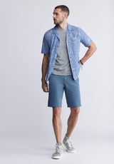 Buffalo David Bitton Sirvan Men's Short Sleeve Cuban Shirt in Indigo Blue - BM24302 Color INDIGO