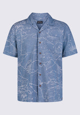 Buffalo David Bitton Sirvan Men's Short Sleeve Cuban Shirt in Indigo Blue - BM24302 Color 