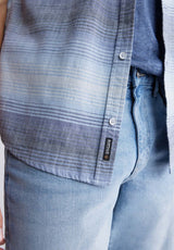 Buffalo David Bitton Siboa Men's Short Sleeve Striped Shirt in Mirage Blue - BM24303 Color 
