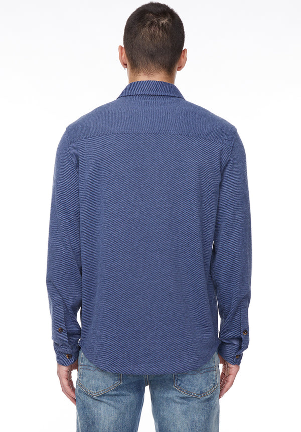 Buffalo David Bitton Sigge Blue Twill Men's Blanket Shirt - BM24307 Color MIRAGE