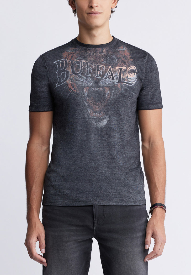 Buffalo David Bitton Talop Men's T-shirt in Black Print - BM24309 Color BLACK