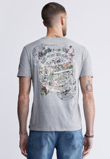 Buffalo David Bitton Timmy Men's Back Print T-shirt in Heather Grey - BM24316 Color HEATHER GREY
