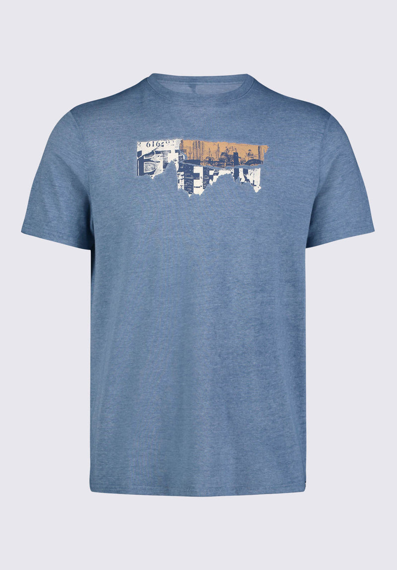 Buffalo David Bitton Tobras Men's Graphic T-shirt in Mirage Blue - BM24325 Color 