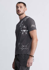 Buffalo David Bitton Tupeck Men's Short Sleeve Graphic T-shirt, Dark Grey - BM24330 Color CHARCOAL