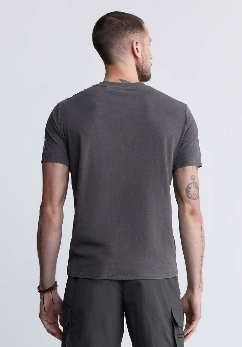 Buffalo David Bitton Tupeck Men's Short Sleeve Graphic T-shirt, Dark Grey - BM24330 Color CHARCOAL