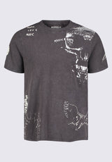 Buffalo David Bitton Tupeck Men's Short Sleeve Graphic T-shirt, Dark Grey - BM24330 Color 