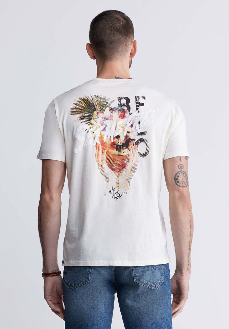 Buffalo David Bitton Tumuch Men's Short Sleeve Graphic T-shirt, White - BM24332 Color WHITECAP GRAY
