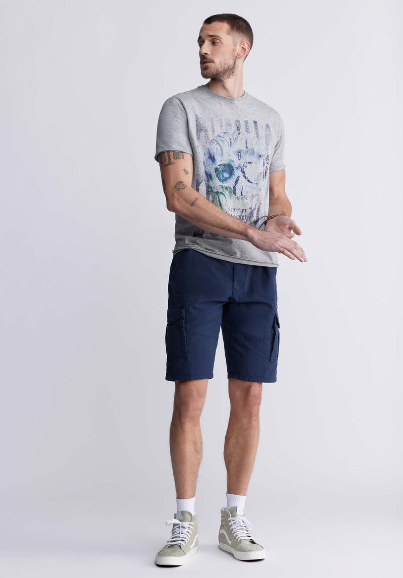 Buffalo David Bitton Tulum Men's Short Sleeve Graphic T-shirt, Heather Grey - BM24334 Color HEATHER GREY