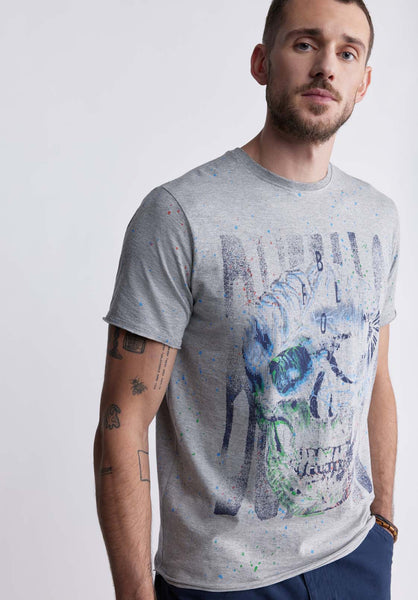 Buffalo David Bitton Tulum Men's Short Sleeve Graphic T-shirt, Heather Grey - BM24334 Color HEATHER GREY
