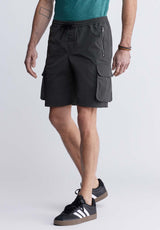 Buffalo David Bitton Hult Men’s Drawstring Shorts In Charcoal - BM24342 Color CHARCOAL