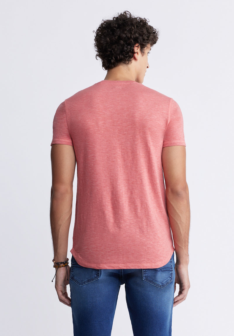 Buffalo David Bitton Kadyo Men's Pocket Henley Top in Mineral Red - BM24345 Color MINERAL RED