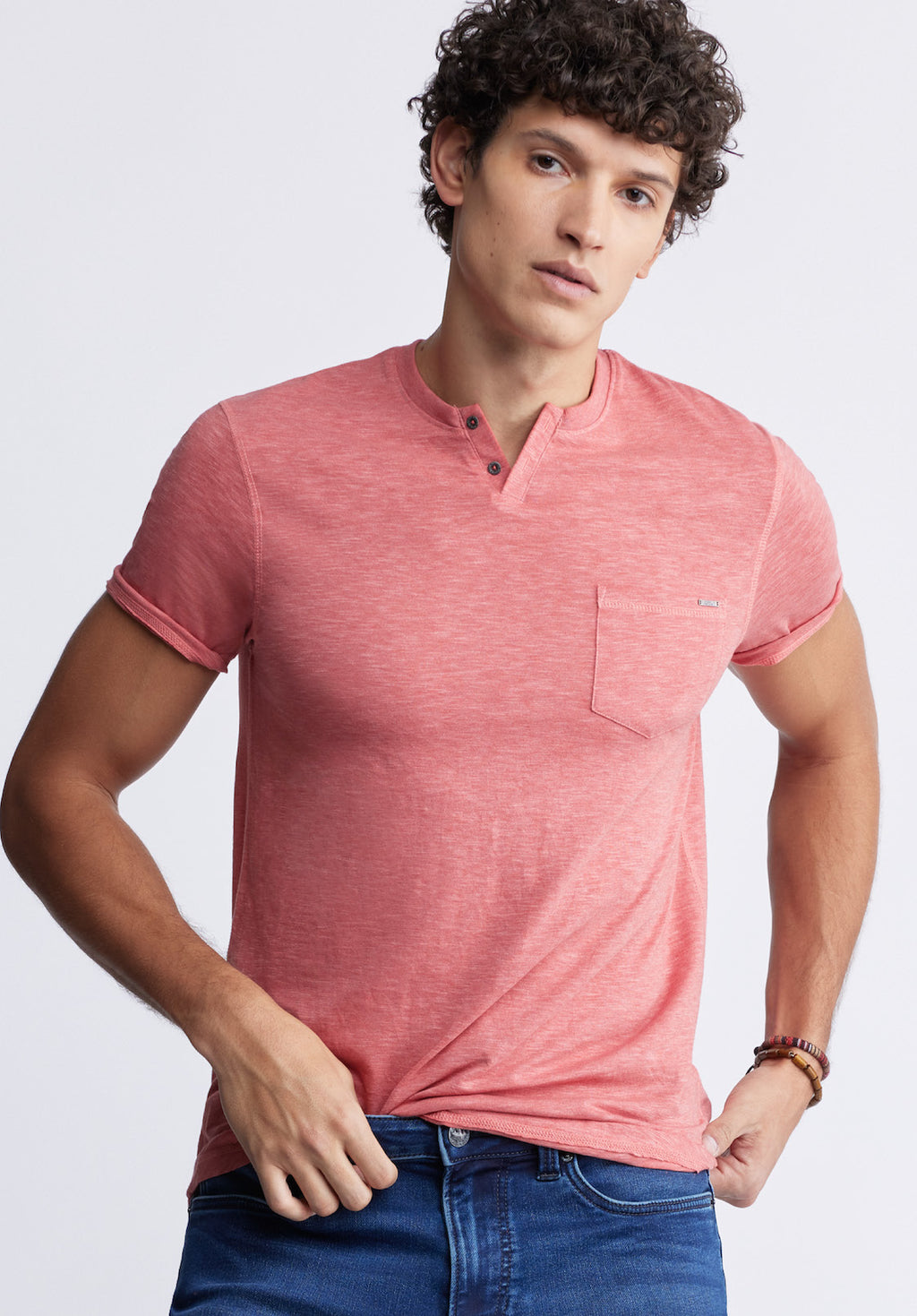 Kadyo Men's Pocket Henley Top in Mineral Red Buffalo Jeans
