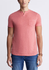 Buffalo David Bitton Kadyo Men's Pocket Henley Top in Mineral Red - BM24345 Color MINERAL RED