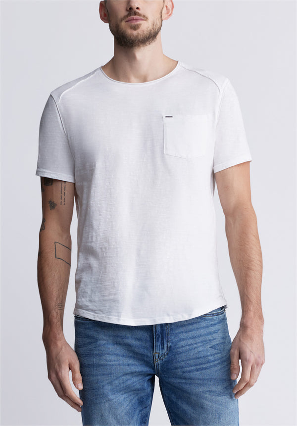 Buffalo David Bitton Kamizo Men's Pocket T-shirt in White - BM24346 Color MILK