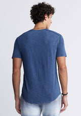 Buffalo David Bitton Kamizo Men's Pocket T-shirt in Whale Blue - BM24346 Color WHALE