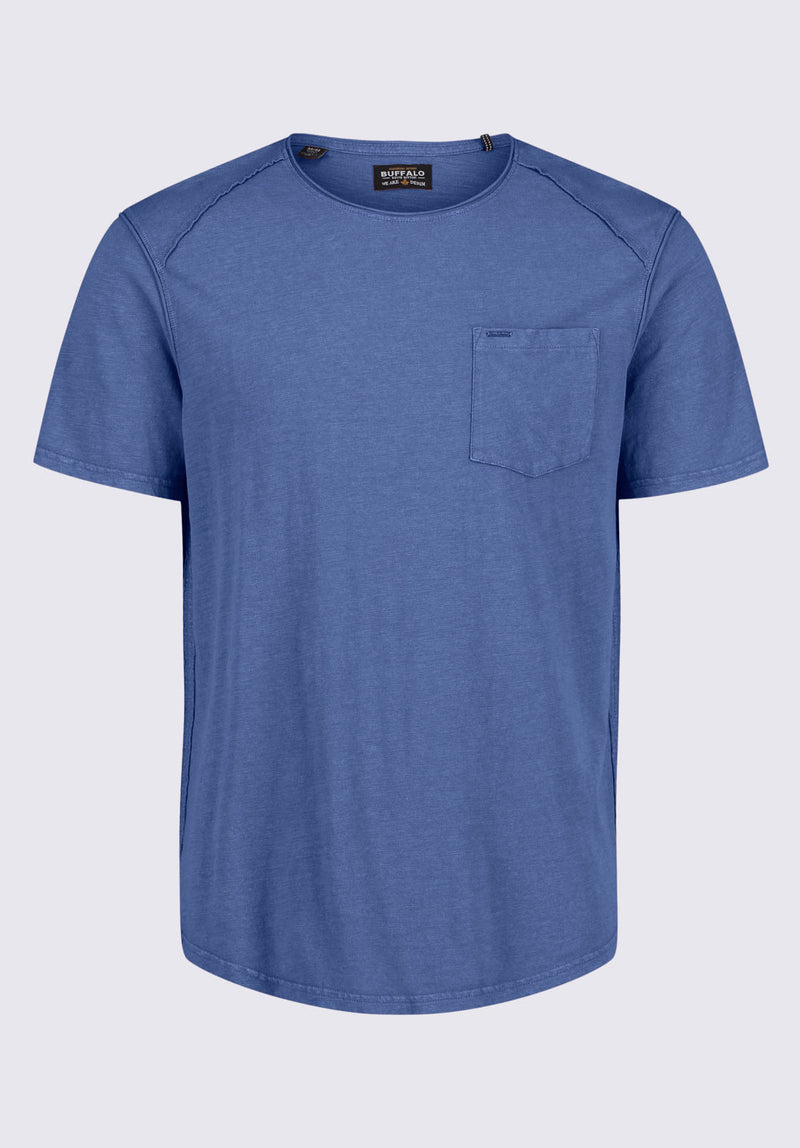 Buffalo David Bitton Kamizo Men's Pocket T-shirt in Whale Blue - BM24346 Color 