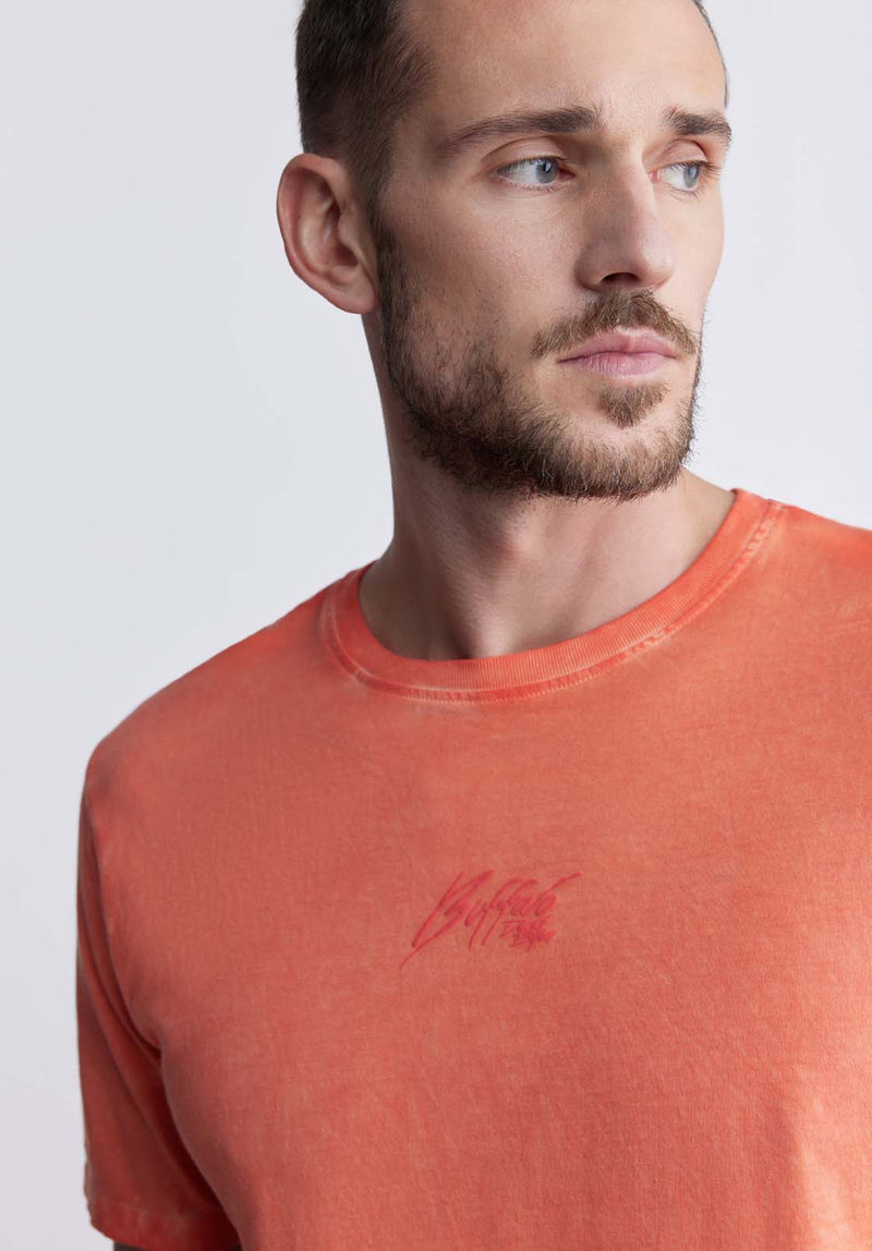 Buffalo David Bitton Tundra Men's Short Sleeve Graphic T-shirt, Orange - BM24347 Color 