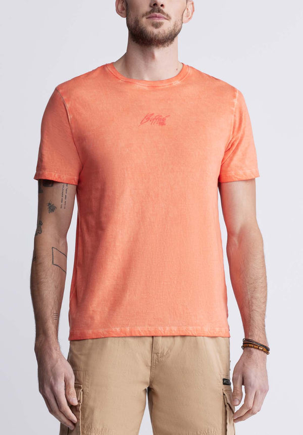 Buffalo David Bitton Tundra Men's Short Sleeve Graphic T-shirt, Orange - BM24347 Color SHELL PINK
