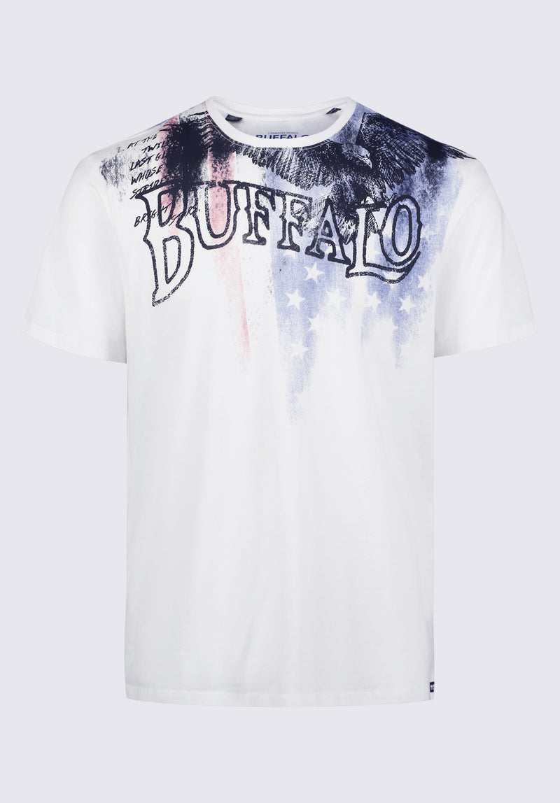 Buffalo David Bitton Tyon Men's Short Sleeve Graphic T-shirt, White - BM24352 Color MILK