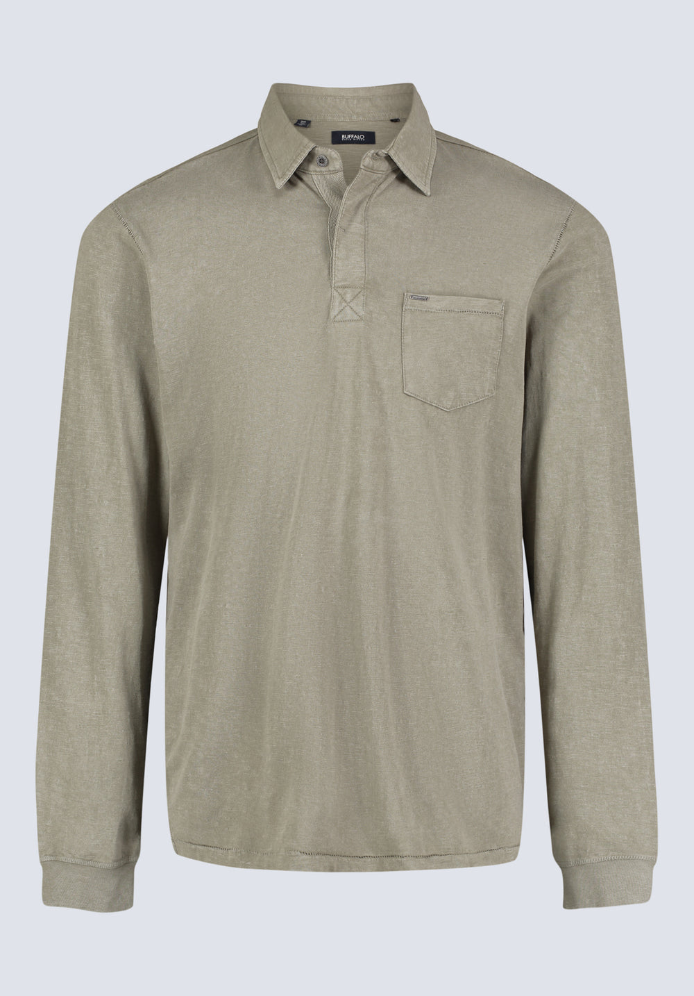 Buffalo David Bitton Men's Kimmy Rain Forest Long-Sleeve Polo Shirt Rain Forest XXL Buffalo David Bitton Men's Kimmy Rain Forest Long-Sleeve Polo Shirt Rain Forest XXL