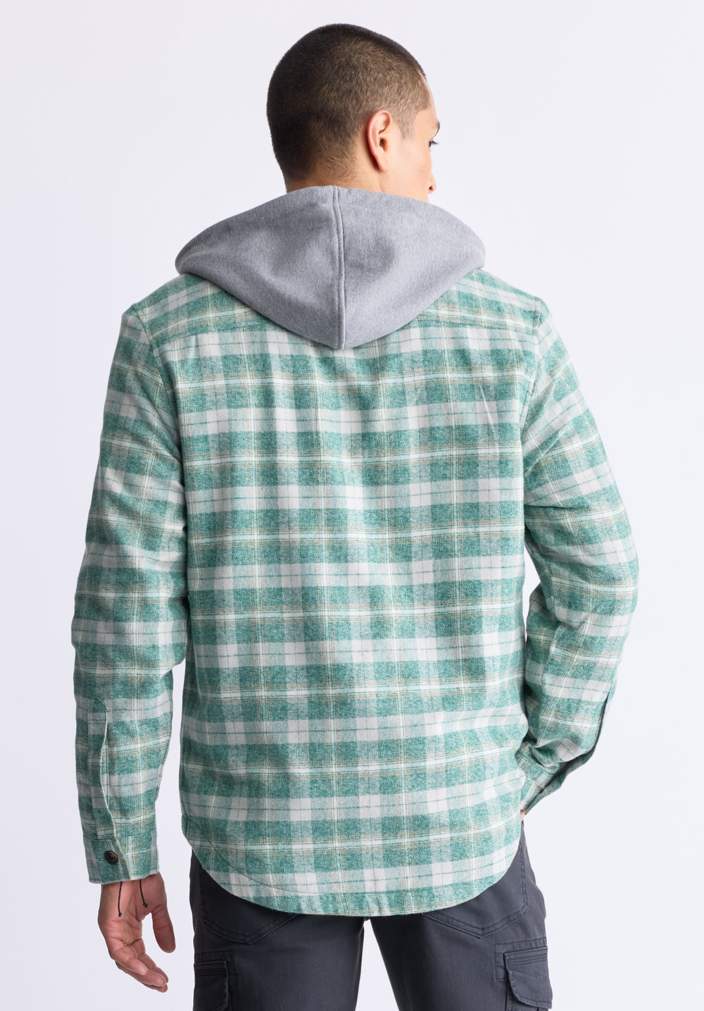 Jakeim Men's Plaid Hooded Shacket, Grey & Green – Buffalo Jeans