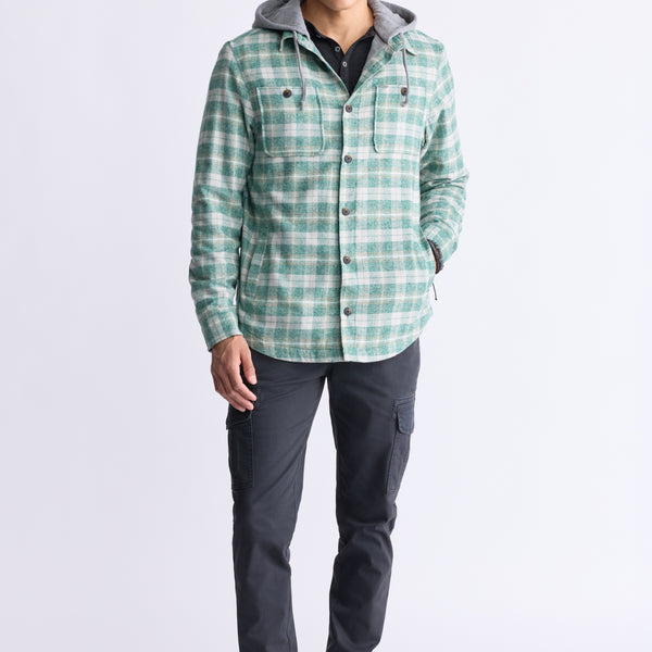 Jakeim Men's Plaid Hooded Shacket, Grey & Green – Buffalo Jeans