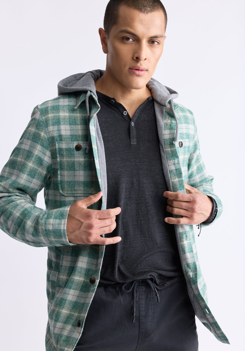 Plaid Jacket Shacket With Side Pockets Jakeim Men's Plaid Hooded