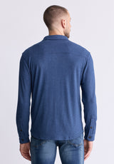 Buffalo David Bitton Sigge Men's Long-Sleeve Blanket Shirt with Chest Pockets, Mirage Blue - BM24460 Color MIRAGE