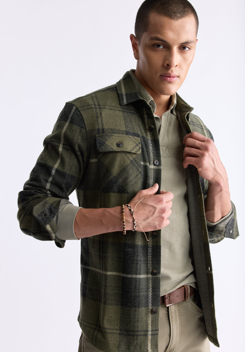 Samme Men's Plaid Blanket Shirt, Fern Green Buffalo Jeans Samme Men's Plaid Blanket Shirt, Fern Green Buffalo Jeans