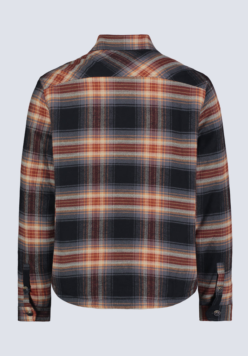 Jalika Men's Plaid Jacket with Sherpa Lining, Black Brown