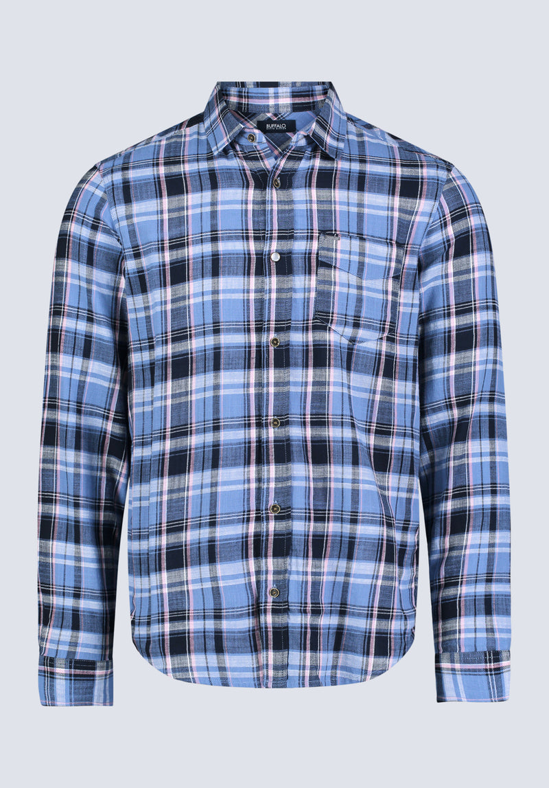 Men's Saroz Cotton Plaid Button-Up Shirt - Midnight Blue - Size Xl Men's Saroz Cotton Plaid Button-Up Shirt - Midnight Blue - Size Xl