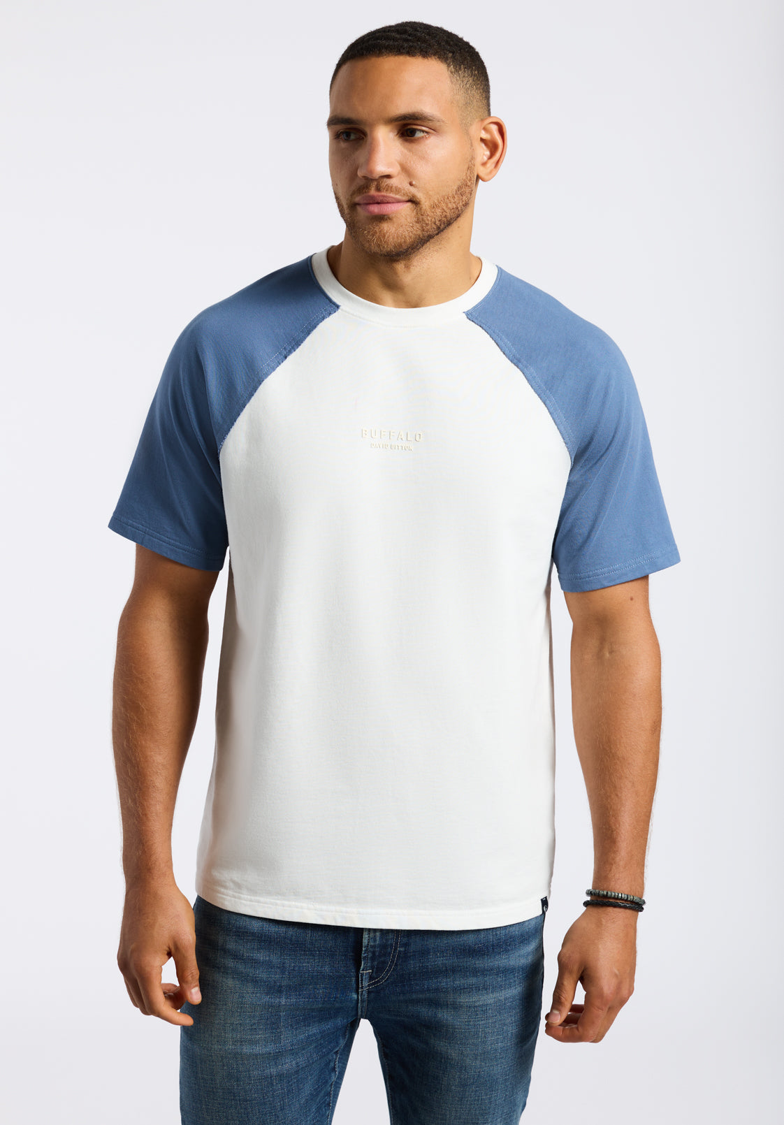 Killabee Men's Raglan French Terry Crewneck T-Shirt with Contrast ...