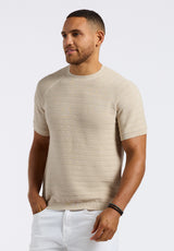 Buffalo David Bitton Wipped Men's Textured Knit Sweater Tee COLOR Buttercream Beige 